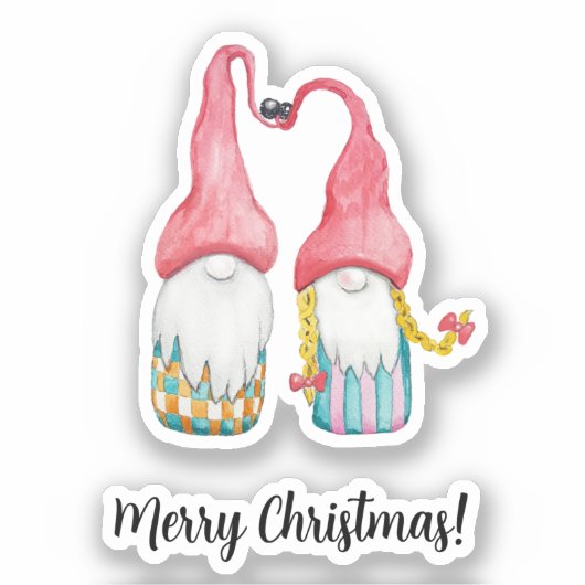 Vroege kerstkoortswintergnomen in liefde sticker (Voorkant)