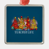 Vroege kerstleraar kerstbomen Tie Dye Metalen Ornament (Voorkant)