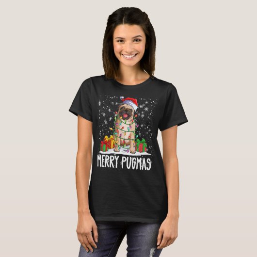 Vroege Kerstmis 2022 met kerstfeest Pug T-shirt (Voorkant volledig)