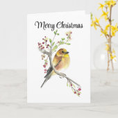 Vroege Kerstmis Amerikaanse Goldfinch-feestkaart Kaart (Gele Bloem)