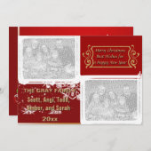 Vroege Kerstmis, dubbelzijdig 3-fotofeestkaart Feestdagenkaart (Voorkant / Achterkant)