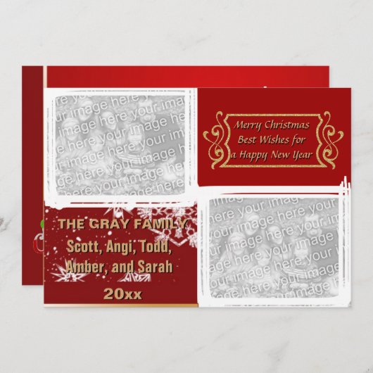 Vroege Kerstmis, dubbelzijdig 3-fotofeestkaart Feestdagenkaart (Voorkant / Achterkant)