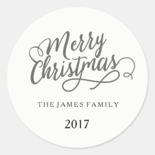 Vroege Kerstmis - Gepersonaliseerde Familienaam Ronde Sticker