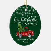 Vroege Kerstmis in penseel script: Groene lantaarn Keramisch Ornament (Rechts)