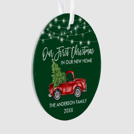 Vroege Kerstmis in penseel script: Groene lantaarn Ornament (voorkant)