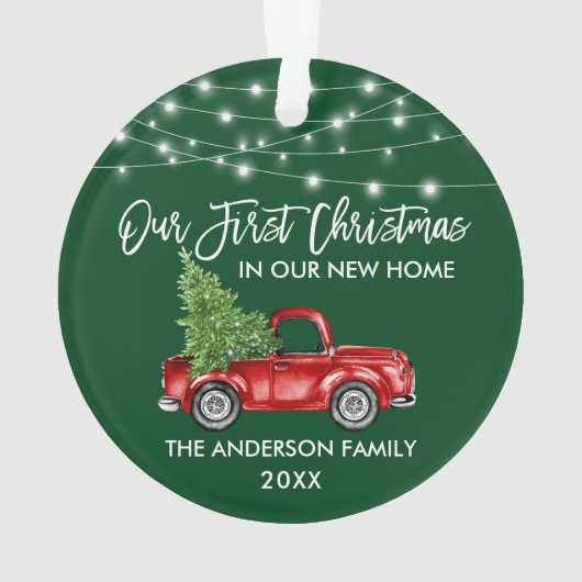 Vroege Kerstmis in penseel script: Groene lantaarn Ornament (achterkant)