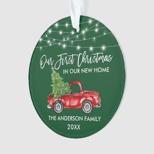 Vroege Kerstmis in penseel script: Groene lantaarn Ornament (voorkant)