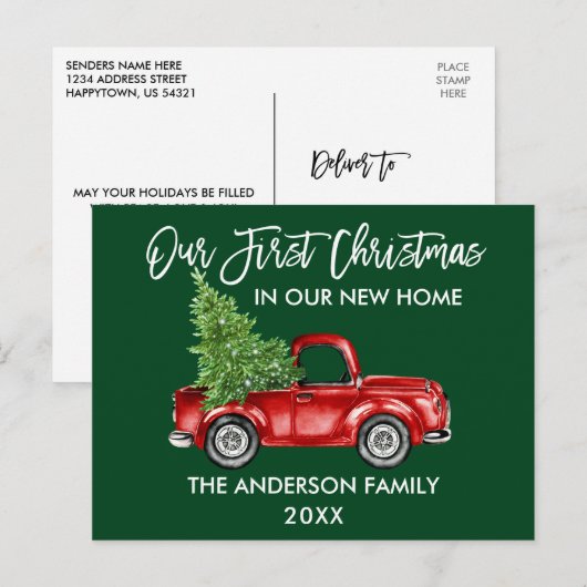 Vroege Kerstmis met het Groene Sint van het Manusc Briefkaart (Voorkant / Achterkant)