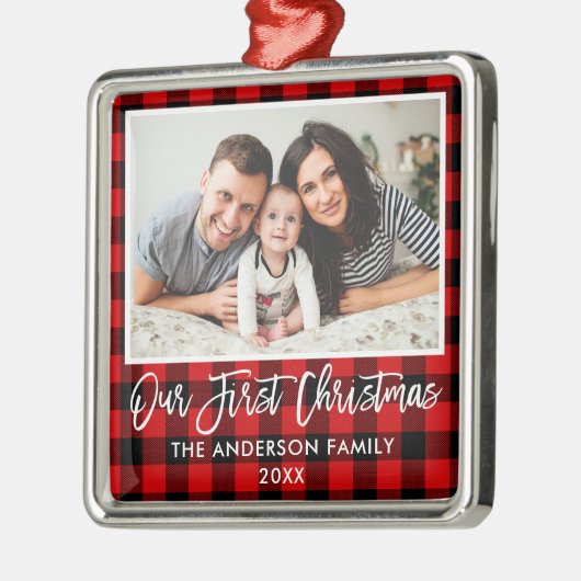 Vroege Kerstmis met Red Plays voor penseelscript Metalen Ornament (Links)