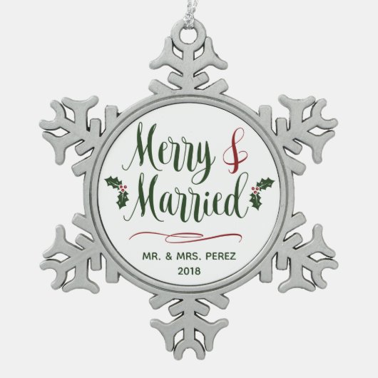 Vroege Kerstmis, Mr & Mrs Keepomwille Tin Sneeuwvlok Ornament (Voorkant)