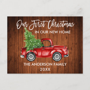Vroege Kerstmis nieuwe home Truck in penseel Scrip Briefkaart