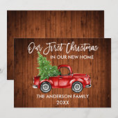 Vroege Kerstmis nieuwe home Truck in penseel Scrip Feestdagenkaart (Voorkant / Achterkant)