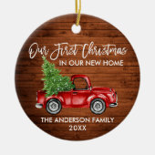 Vroege Kerstmis nieuwe home Truck in penseel Scrip Keramisch Ornament (Voorkant)