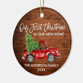 Vroege Kerstmis nieuwe home Truck in penseel Scrip Keramisch Ornament (Links)