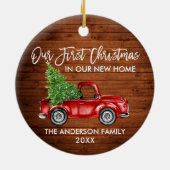 Vroege Kerstmis nieuwe home Truck in penseel Scrip Keramisch Ornament (Achterkant)