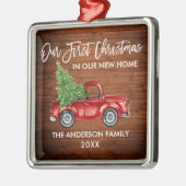 Vroege Kerstmis nieuwe home Truck in penseel Scrip Metalen Ornament (Links)