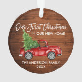 Vroege Kerstmis nieuwe home Truck in penseel Scrip Ornament (achterkant)