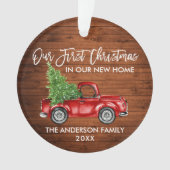 Vroege Kerstmis nieuwe home Truck in penseel Scrip Ornament (voorkant)