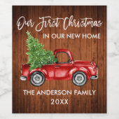 Vroege Kerstmis nieuwe home Truck in penseel Scrip Wijn Etiket (Enkel label)
