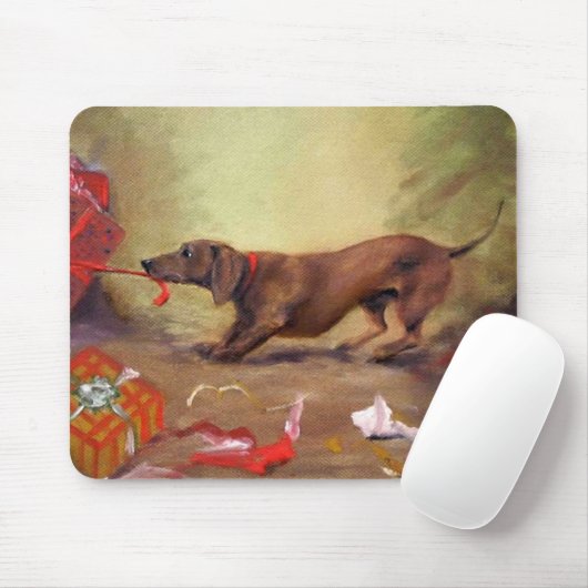 Vroege Kerstmis of Slechte Dachshund Dog :) Muismat (Met muis)