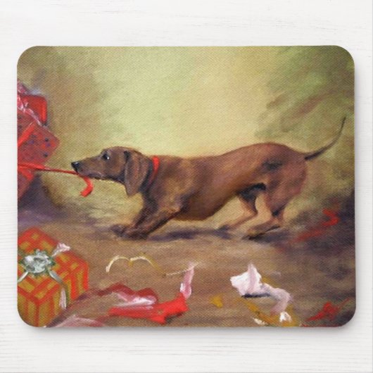 Vroege Kerstmis of Slechte Dachshund Dog :) Muismat (Voorkant)