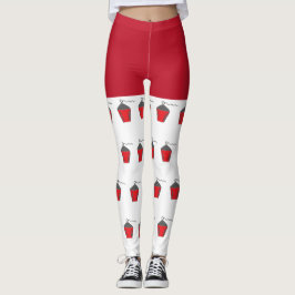 Vroege Kerstmis Rood Bryn Mawr Lantern Witte Leggi Leggings