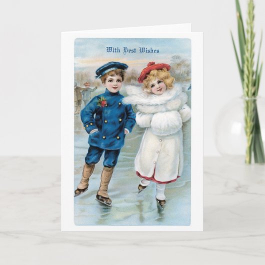 Vroege kerstmis, skatrink feestdagen kaart (Voorkant)