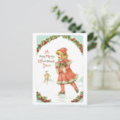 Vroege kerstmis, skatrink feestdagenkaart (Staand voorkant)