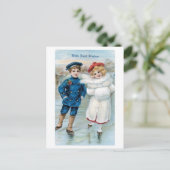 Vroege kerstmis, skatrink feestdagenkaart (Staand voorkant)