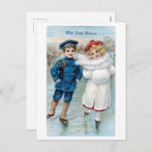 Vroege kerstmis, skatrink feestdagenkaart (Voorkant / Achterkant)