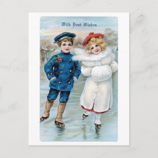 Vroege kerstmis, skatrink feestdagenkaart (Voorkant)