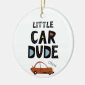 Vroege kerstnaam kleine autokerst keramisch ornament (Links)