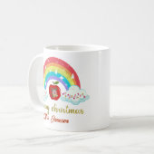 Vroege kerstnaam op maat van de leraar Gift Koffiemok (Voorkant links)