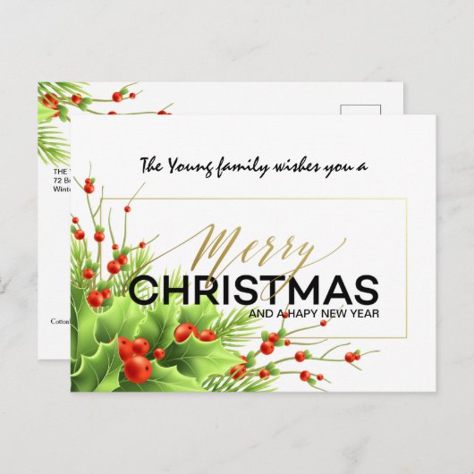 Vroege kerstpostkaart briefkaart (Voorkant / Achterkant)