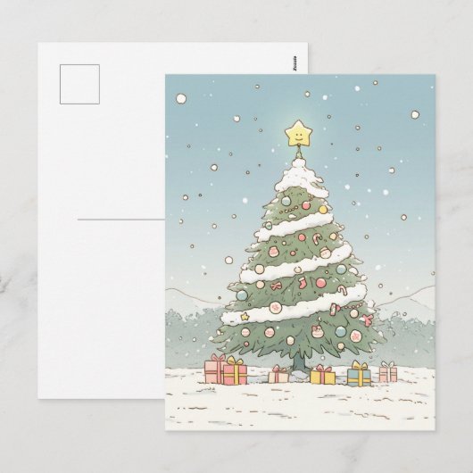 Vroege kerstpostkaart feestdagenkaart (Voorkant / Achterkant)