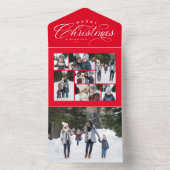 Vroege kerstrode foto, unieke feestdag all in one uitnodiging (Binnen)