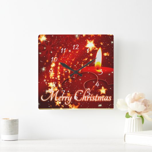Vroege kerstrode kaars vierkante klok (Huis)