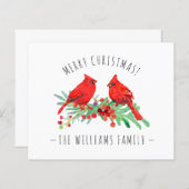 Vroege kerstrode kardinalen - Holly-budgetkaart (Voorkant / Achterkant)