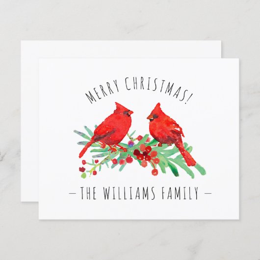 Vroege kerstrode kardinalen - Holly-budgetkaart (Voorkant / Achterkant)