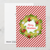 Vroege kerstrode strepen feestdagenkaart (Voorkant / Achterkant)