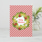 Vroege kerstrode strepen feestdagenkaart (Staand voorkant)