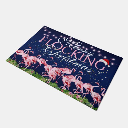 Vroege kerstroze flamingfeestdag deurmat (Schuin)
