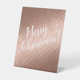 Vroege kerstseizoensgebonden feestdagen roos goude reclamebord met voetstuk