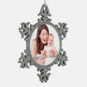 Vroege kerstsnowflake Persoonlijke foto Tin Sneeuwvlok Ornament (Links)