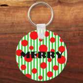 Vroege kerststrepen en Stippen Sleutelhanger (Voorkant)