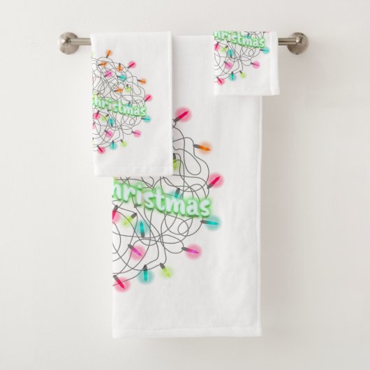 Vroege kersttangled feestlampjes bad handdoek (Insitu)