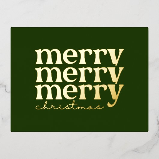 Vroege kersttekst Groen met groen goud Folie Feestdagen Briefkaart (Voorkant)