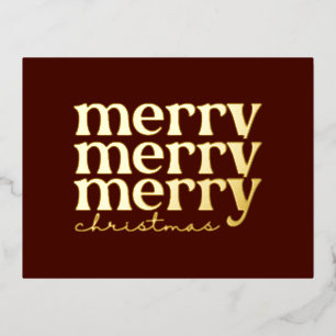 Vroege kersttekst groet rood goud folie feestdagen briefkaart