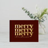 Vroege kersttekst groet rood goud folie feestdagen briefkaart (Staand Voorkant)