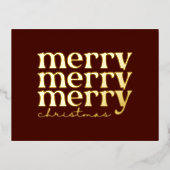 Vroege kersttekst groet rood goud folie feestdagen briefkaart (Voorkant)